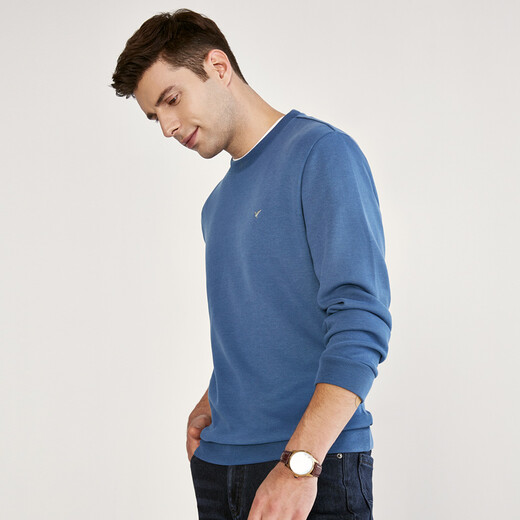 
Thousand Paper Crane Men's Round Neck Pullover Couple Sweatshirt Autumn New Fashionable Casual Embroidered Top 15657 05C Blue M