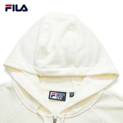 
FILA official women's jacket autumn top colorful trendy plus velvet warm cardigan hooded bear jacket milk salt white-F51W138599FIV (plus velvet) 160/80A/S