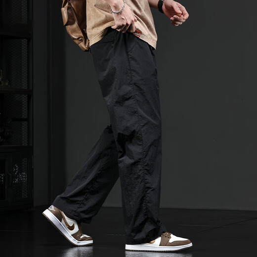 Houtan American hochwertige, gelegentliche Hose für Männer loser Sommer dünne Eisseide für Männer gegen kräftige, seidige Tupplungshosen für Männer braune Farbe l (125-145jin [Jin gleich 0,5 kg])