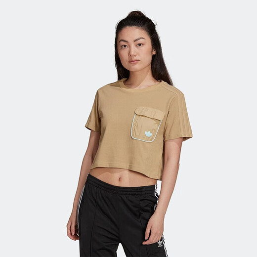 阿迪达斯 （adidas）三叶草短袖女装 夏季上衣运动休闲半袖高腰短款圆领T恤 H15829 30