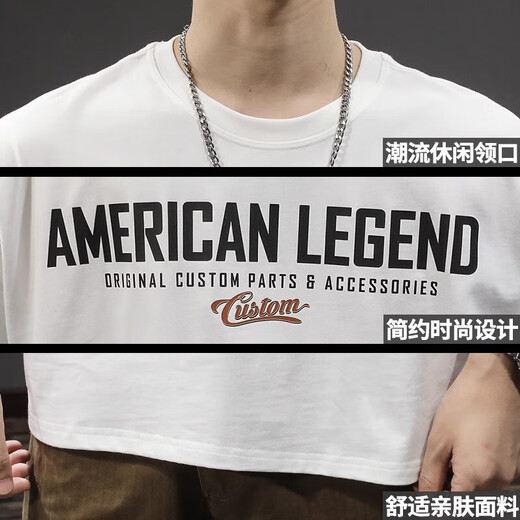 Catman (MiiOW) high street trend new short-sleeved T-shirt for men loose large-size summer pure cotton half-sleeved American ins heavy round neck T-shirt HST1518 white 2XL
