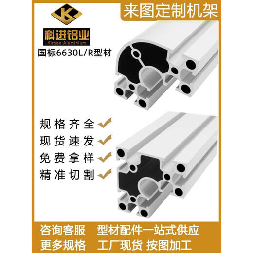 千惠侬国欧标6630L/R铝型材圆弧三角立柱铝型材 电泳处理重型设备铝框架 国标EF6630