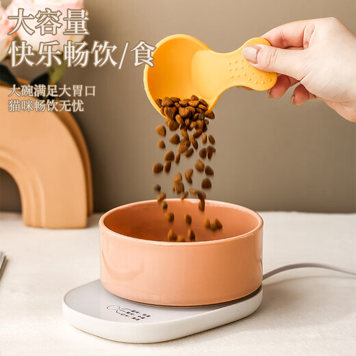 欧曼丽莎猫咪恒温饮水机加热喝水碗宠物冬天喂食喂水碗酸奶机猫陶瓷饮水器 【600ml】紫色防干烧陶瓷碗 多档恒温加热垫