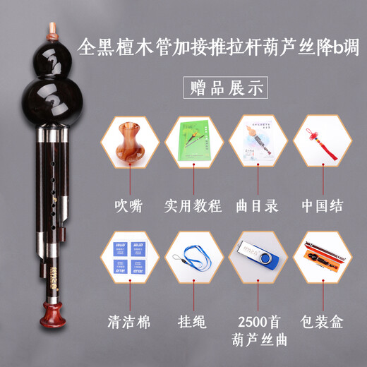 丝竹之音 葫芦丝C调降b调全红木黑檀木云南民族乐器成人专业演奏型葫芦丝 黑檀木管 降b调
