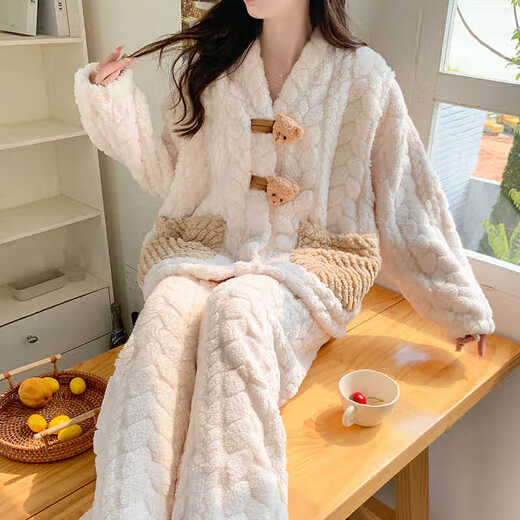 Chuangjingyi chooses pajamas confinement clothes for women in winter thickened coral velvet bear confinement clothes for autumn and winter styles for pregnant women in winter MY-adding velvet thickened 9923 L [recommended 90-120 Jin [Jin equals 0.5 kg]]