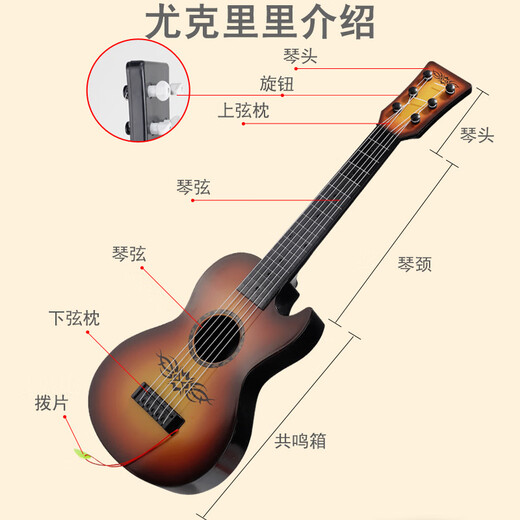 babyjianle children's ukulele toys, small guitar beginners can play simulated instruments, boys and girls enlightenment music toys [cartoon style - pink] Send pick-finger table