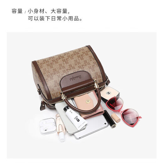 奈佰琪 实用生日礼物女士包包女包复古单肩包手提包枕头包斜挎包 送女友 7939啡/啡色 礼盒装+玫瑰花