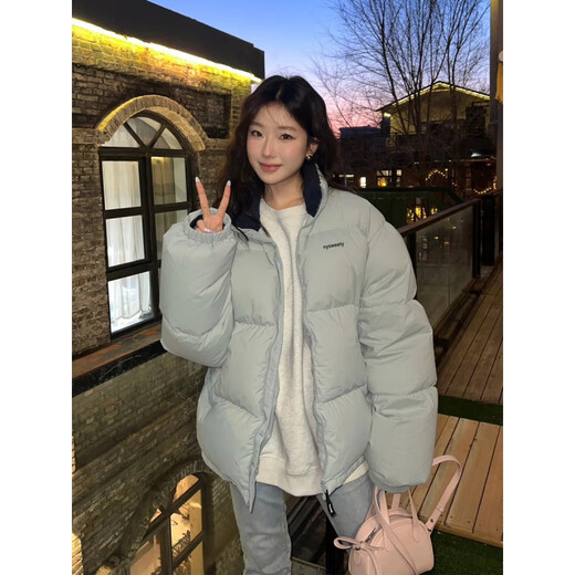 Yanlifen (yanlifen) down jacket women's short 2025 winter new thickened small down jacket women's cotton coat gray blue S 85-105Jin Jin equals 0.5 kg