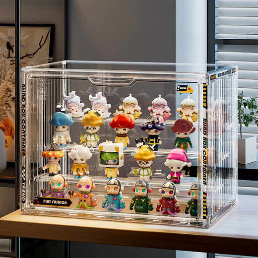 KAMAN blind box storage display rack household dust-proof container figure display cabinet anime doll ornaments large storage box transparent extra large/4 layers 1