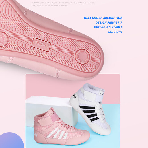 Gingpai Kinder Boxschuhe Sanda Wrestling Schuhe Training für Männer und Frauen Erwachsene Kinder Professionelle Kämpfe und Kämpfe mit atmungsaktivem Non-Rutsch-Professional Trainingschuhen (Pink) Technologie PU Material 35