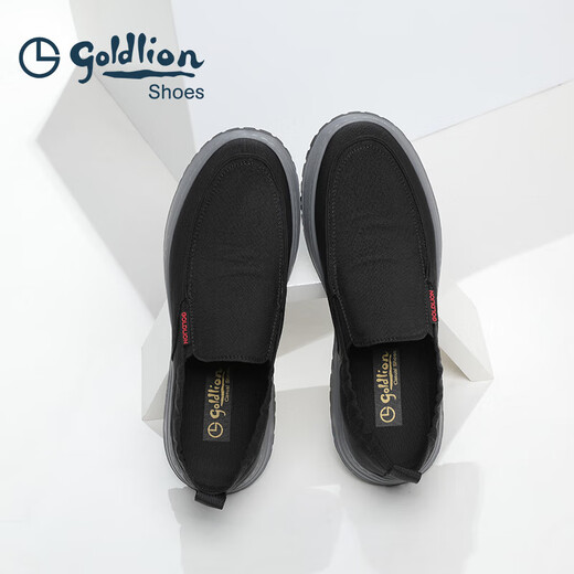金利来（Goldlion）男鞋时尚个性透气布鞋轻便舒适休闲鞋50021033201A-黑色-38码