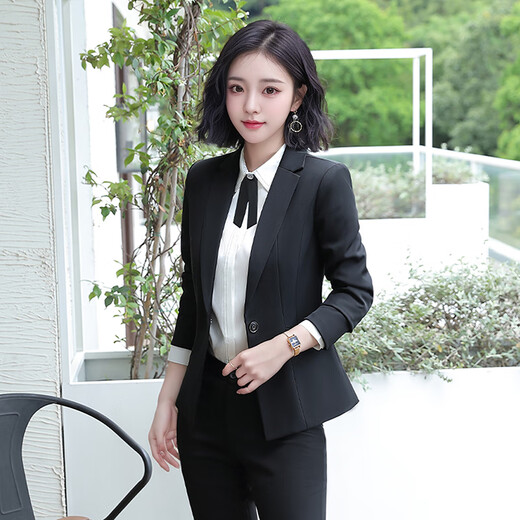 Troman business attire women's suit college student interview formal suit women's suit black work clothes iron-free blazer