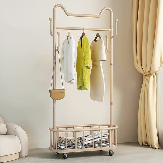 Nifeng clothes hanger floor-standing bedroom clothes hanger removable wheeled home internet celebrity cream style clothes hanger simple coat rack store manager recommended - white single pole cat ears - 60cm thick and reinforced
