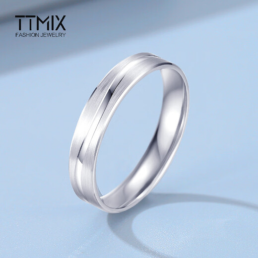 TTMIX women's platinum ring men's pt950 platinum pair ring couple wedding ring can be customized single 13# brushed 3.7-3.9g