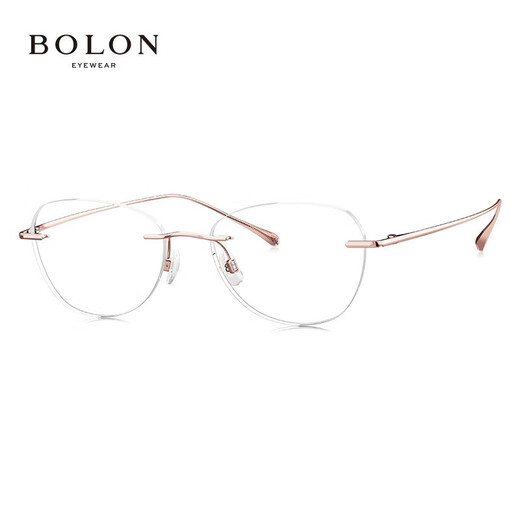 BOLON暴龙眼镜架无框蝶形光学镜β钛近视眼镜框女可配度数BT1592 B30-玫瑰金
