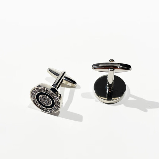 Apatia French round white crystal cufflinks light luxury minimalist men's style gentleman elegant shirt ring classic