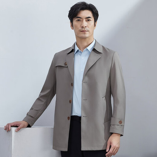 Hongdu's new middle-aged and elderly men's windbreaker buttoned daddy jacket, washable and wrinkle-resistant men's jacket, Khaki JK7530-2 2XL 185/100A