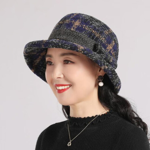 BuyYii 中老年帽子女洋气秋冬款盆帽妈妈帽毛呢帽老人帽保暖防寒渔夫帽 LRM-11桔色 M(56-58cm)