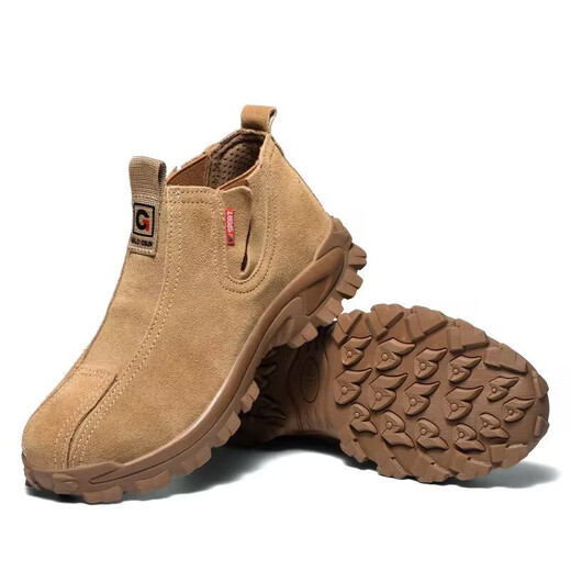 Terry Shield labor protection shoes for men, breathable and lightweight work shoes, steel toe-toe, anti-smash, anti-puncture, anti-spark, suede slip-on K8 slip-on, four seasons style 42