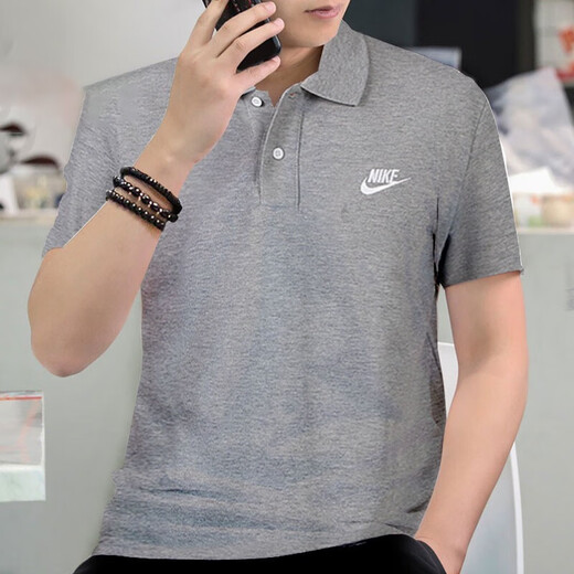 Nike (NIKE) short-sleeved T-shirt men's 2023 summer new sportswear knitted breathable lapel POLO shirt top CJ4457-686 CJ4457-063 gray 2XL