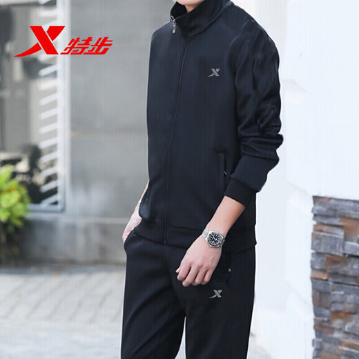 Xtep Sportset Herren Sweatshirt Frühling und Herbst 2025 Neue Spring Sportswear Sweatshirt Hoodie Jacke Zweiteiler Sweatshirt 9277+Black 175/L