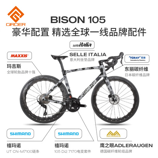 Glad GIRDER BISON 105 full carbon fiber ultra-light road bike R7170 electric 24-speed disc brake bicycle hand-painted blue orange electronic speed change 24-speed M [recommended 168-178cm span height 77-81cm]