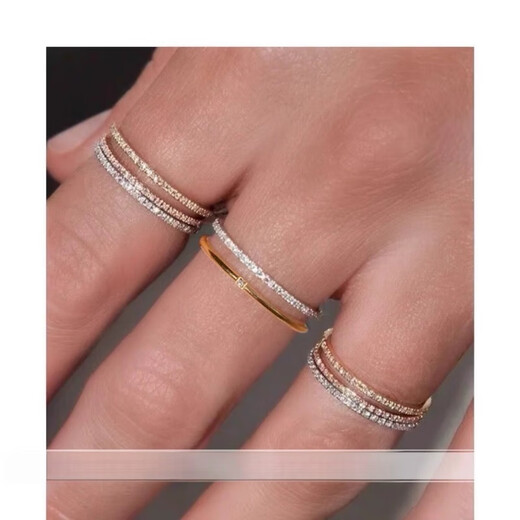 Fat Donglai's same style 18k gold broken diamond ring with row of diamonds 18 platinum yellow l gold diamond row ring gold 9 US size (counter 18-19 Hong Kong number)