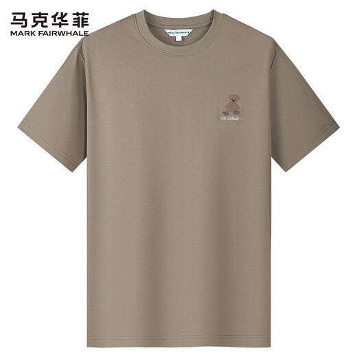 马克华菲【卡通熊刺绣】短袖T恤男2025夏季新款潮流卡通刺绣休闲短t恤上衣 卡其色701 2XL /185