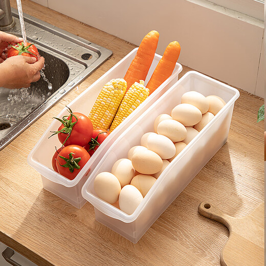Yusenyi Egg Storage Box Fresh Box Drawer Refrigerator Storage and Organizing Vegetable and Fruit Storage Box Small Transparent * 2 Open Doors with Pulleys