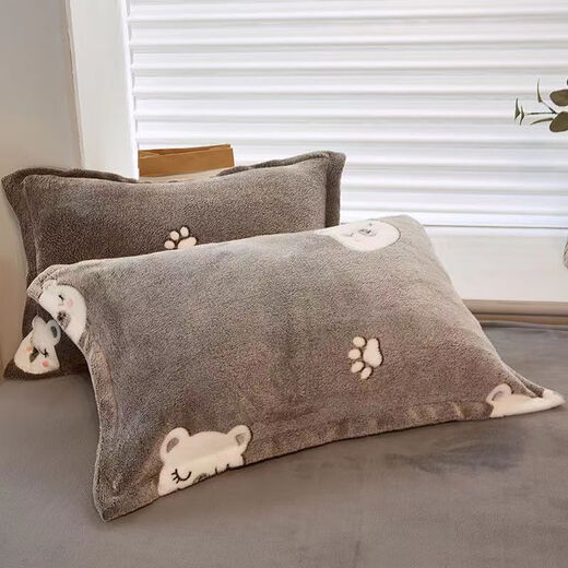 法兰格慕冬季加绒枕套单个48cmx74cm珊瑚牛奶水晶法兰绒毛绒面枕头一对装 彩虹梦境【一对装】雪花绒枕套/ 48cmX74cm