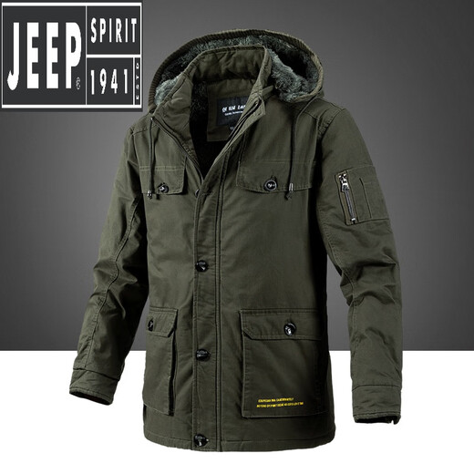 
Jeep (JEEP) pure cotton winter cotton coat men's winter cotton jacket plus velvet thickened jacket cotton tooling black 9832 (added velvet) 3XL