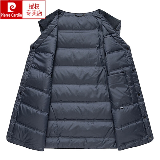 Pierre Cardin high-end goose down vest wool vest men's down vest thickened vest dad winter warm woolen jacket black 180/XL recommended 145-160Jin Jin equals 0.5 kg