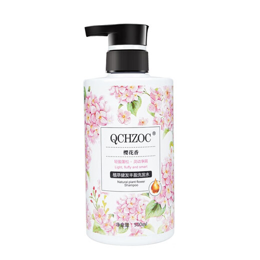 Extracto de planta de fragancia de la flor de cerezo QCHZOC, gimazos del cabello, suavidad y champú nutritivo, fuerte champú hidratante de raíz 500ml