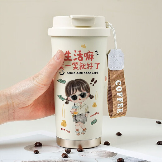 Yunmian Creative Panda Thermal Cup Cufe Coffee Cafe Cupoon Cartoon Water Cup Симпатичная высеченная студентка 316 из нержавеющей стали Cup 316 Inner Coffee Cup-Sf1343 Dora