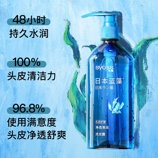 Syoss Shampoo Spirulina Oil Control Hydrating Shampoo 680ml Clean and Smooth Silicone-Free Shampoo