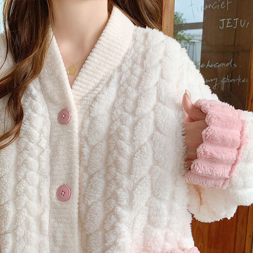 Simple direction pregnant women's warm clothes thickened and plus velvet 200 Jin [Jin equals 0.5 kg] can be worn in autumn and winter fat mm large size pregnant women's pajamas for women in winter plus plus velvet -my 9913 (Yugui Rabbit) L (100-120.6