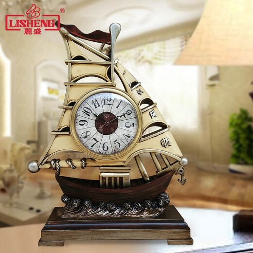 Lisheng Lisheng Lisheng Yifan glatte Uhr Home Wohnzimmer Einfache Uhr Chinesische kreative Ornament Uhr Große Tischuhr S983-81 (gebrochener Keramikblau)