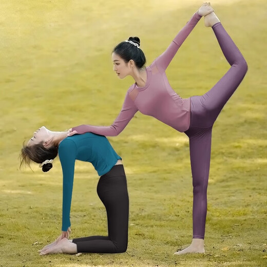 Double Show Belly Covering Yoga Wear 2025 New Top Loose Autumn Suit High-end Celebrity Same Style Professional Pilates Lavender Top M 100-110