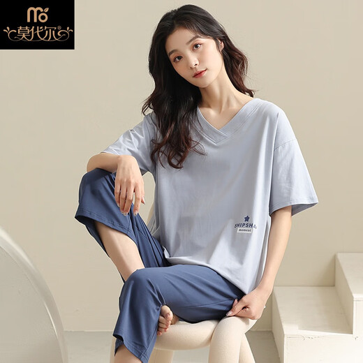 莫代尔2025新款睡衣女士夏季纯棉短袖家居服大码夏天薄款感韩版套装 AM684 M建议80-105斤