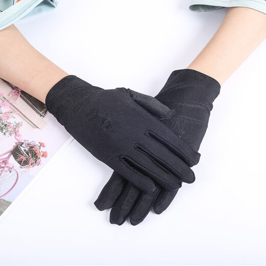 SKONWAT spring and summer elastic thin spandex embroidered flowers women's sun protection gloves driving anti-wear square dance performance Chinese New Year big red equal size
