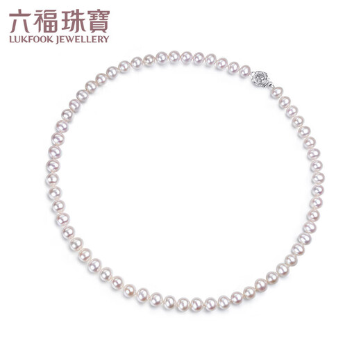 Lukfook Jewelry Pearl Necklace Ag925 Flower Shape Buckle Yingze Freshwater Pearl Necklace Birthday Gift for Women Total Weight Approximately 25.92 Grams