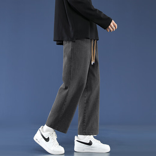 Foss Phil High Street Nine-Cross Jeans Men's Summer Thin Breathable American Trendy Straight Loose Sports and Leisure Pants Fashion Brand 718-K830 Dark Gray M [Recommended 110-130Jin [Jin equals 0.5 kg]]