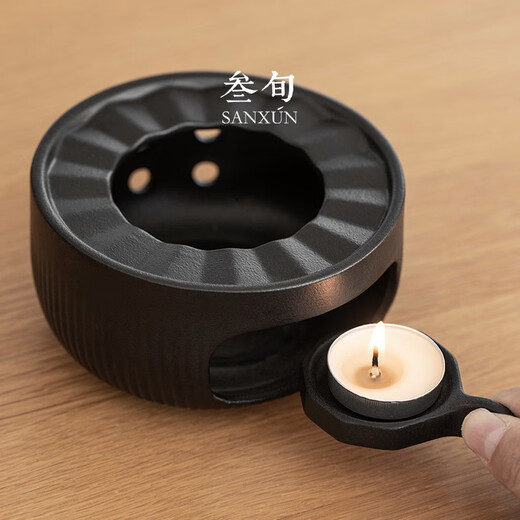 Thirty-nine Chu silk wine warmer set Japanese style wine scalding pot household sake wine set heating rice wine cooking wine warmer wine glass wine set scalding wine pot household Chu silk black pottery 6 cups + wine warmer + wine warmer + tray (comes with a box of candles)