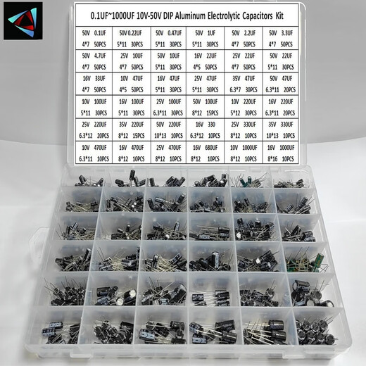 24 Specifications500 electrolytic capacitor classification box kit range 0.1uF-1000uF 36 grid box