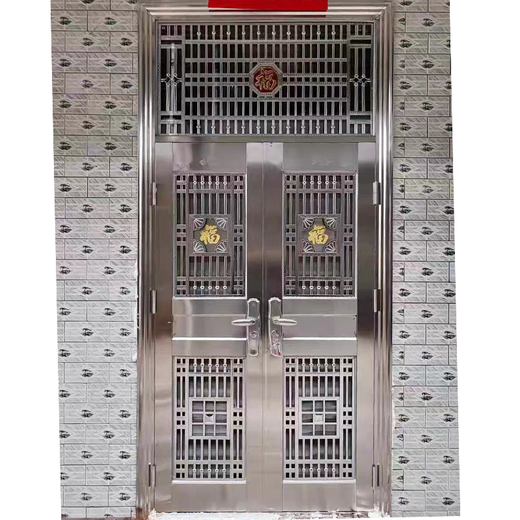 JRB家瑞堡不锈钢大门玫瑰金双开门农村自建房进户大门家用乡村别墅入户大门 双开门款式16