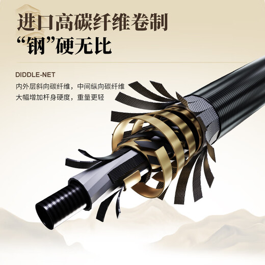 Woding Yuanshan Copying Net Full Set Fishing Net Pocket Copying Rod Large Material Copying Rod Net Head Carbon Super Hard Telescopic Fishing Net Fishing Net 3m Ultra-light, Hard and Strong No Bending Single Rod