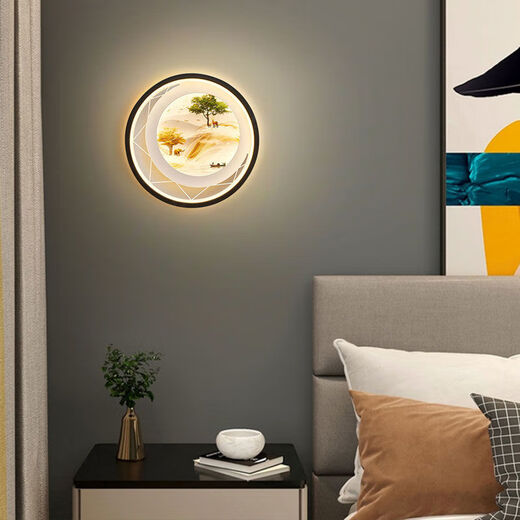 Yilin (yilin) wall lamp bedroom 2024 new living room background wall lamp high-end Chinese mural lamp creative decoration bedside lamp Jiahefugui-three-color dimming