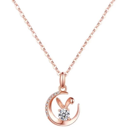 DL 1998 Fat Donglai same style platinum four-leaf clover necklace PT950 female Moon Rabbit 18K clavicle pendant for girlfriend and lover Moon Rabbit platinum pendant + platinum O-shaped chain