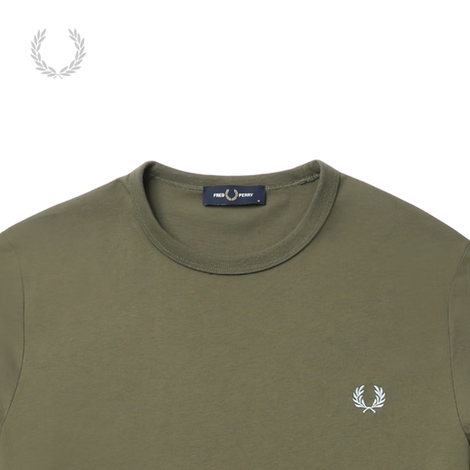 Fred Perry Herren kurzärmeligte T-Shirt 2025 Neues lässiges, reines Baumwollweizenohren farbenfrohe trendy M3519 Grh/grün l