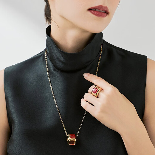 CIRCLE Discount Jewelry Melting Series Carnelian Geometric Square Ruby Ring Women’s High-end Birthday Gift Red Series Melting Ring #12